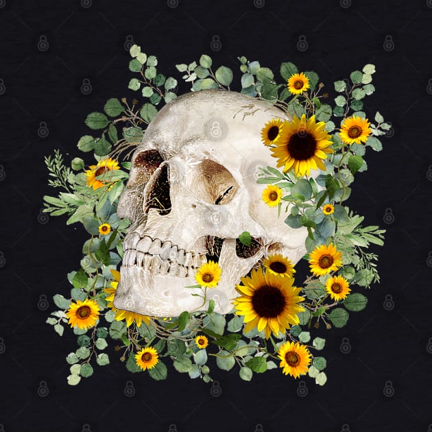 Skull and sunflowers, sugar skull and flowers by Collagedream